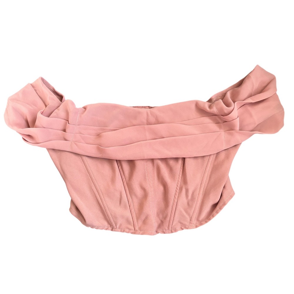 Windsor Mauve Pink Off Shoulder Corset Top Draped Sleeve Hook Eye KPD0716 Medium